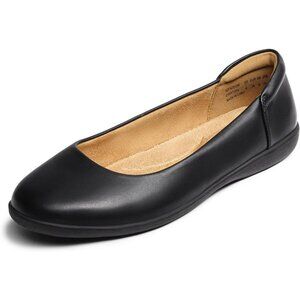 Dream Pairs Women's Black Faux Leather Round Toe Slip-on Ballet Flats Shoes